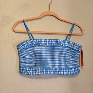 NWT Colsie blue and white shirred crop top, women's XL